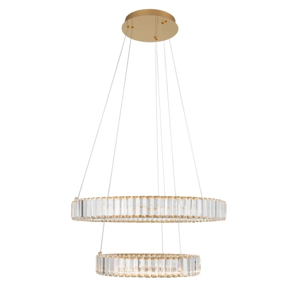 Pałacowa lampa wisząca Bauta pierścienie LED 48W 3500K złote