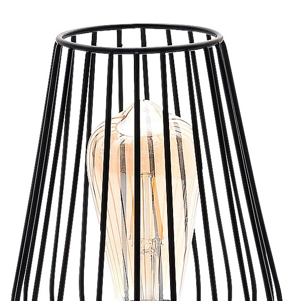 Druciana lampa stołowa Gremio 6915 gabinet metalowa klatka czarna drewno