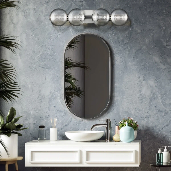 Szklany kinkiet Atomo QN-ATOMO-4W-PC LED 18,5W 3000K IP44 kule srebrny