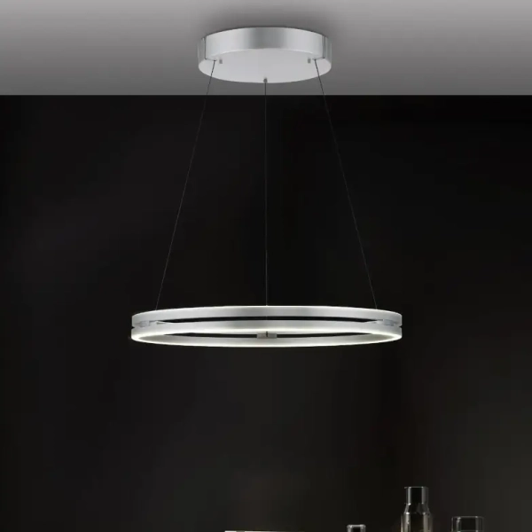 Lampa wisząca PUREE-LOOP srebrna pierścieniowa LED 53W 2700-5000K ring zmienna barwa 2551-95
