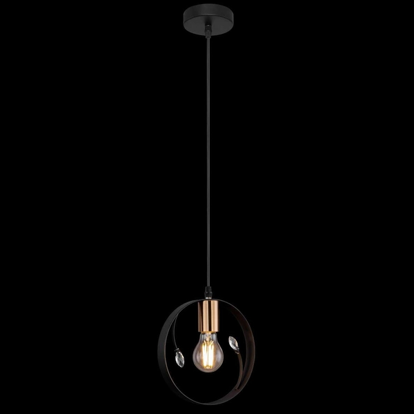 Industrialna LAMPA wisząca VIGO 15346-1 Globo metalowa OPRAWA zwis kryształki transparentne czarne