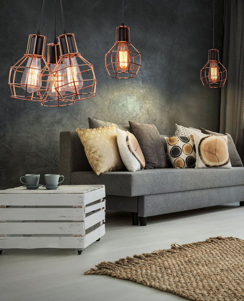 Salonowa lampa wisząca Carron AZ1660 Azzardo kaskada druciaki miedź