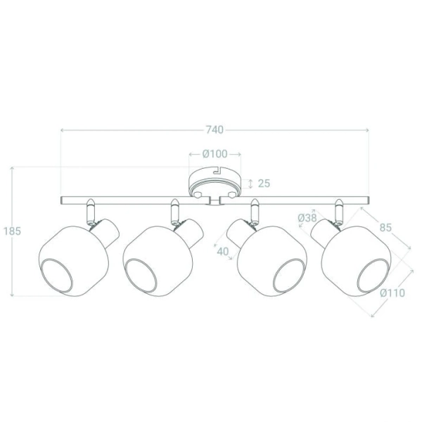 Przysufitowa lampa Nino ABR-SLWN-4XE14 Abruzzo srebrny czarny