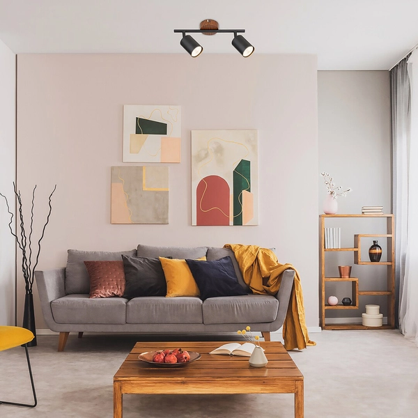 Sufitowa lampa nowoczesna Edmund 5296 reflektorki do salonu czarna drewno