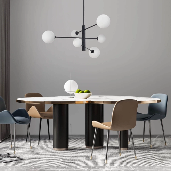 Loftowa LAMPA sufitowa DORADO LP-002/6P BK Light Prestige metalowa oprawa szklane kule plafon molekuły czarne białe