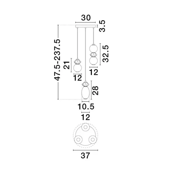 Potrójna lampa wisząca MONRETA LE45235 LED 20W 3000K ceramiczna mokka