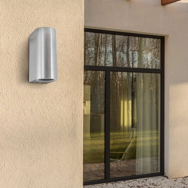 Zewnętrzna LAMPA elewacyjna BOSTON 304599 Polux metalowa OPRAWA ścienna KINKIET do ogrodu outdoor IP44 satyna szczotkowana