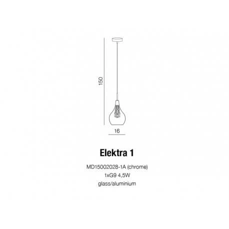 Loftowa lampa wisząca Elektra szklana łezka zwis chrom