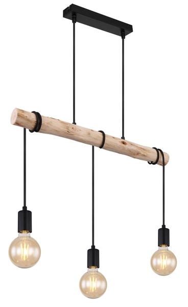Wisząca lampa rustykalna Gregor 15539-3H belka drewniana