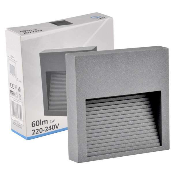 LAMPA schodowa Q9 LED 313751 Polux metalowa OPRAWA kwadratowa LED 3W 4000K ścienna IP44 grafitowa