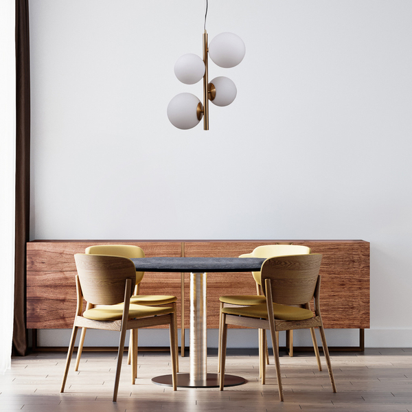 LAMPA wisząca RIGA PND-44213-4-HBR Italux loftowa OPRAWA modernistyczny ZWIS kule balls mosiądz