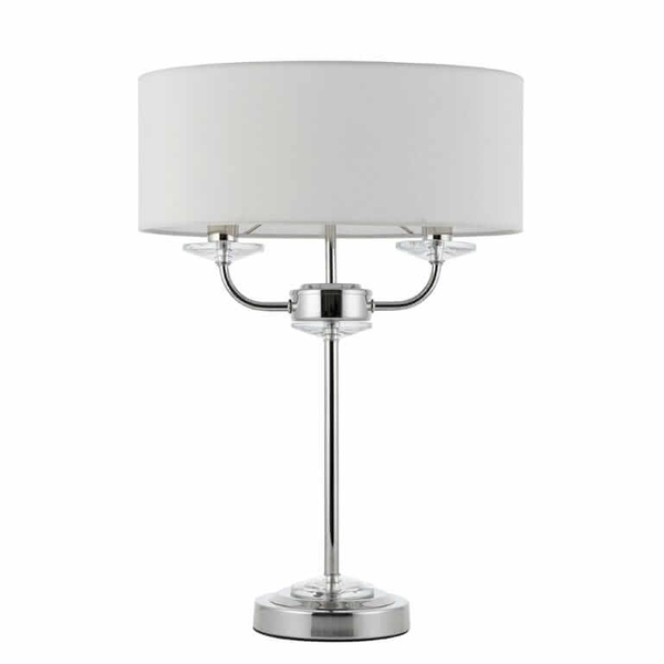 Lampa stołowa Nixon 60804 Endon abażurowa do sypialni ecru nikiel
