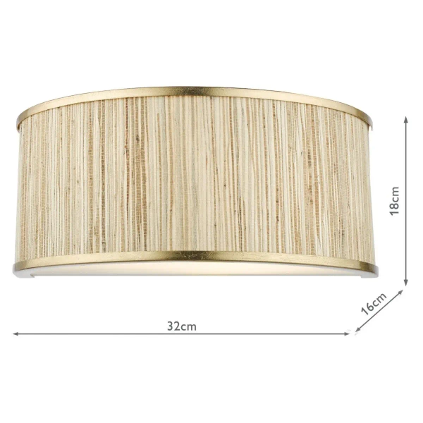 Ścienna lampa Fenella FEN0935 trawa morska lniana złota