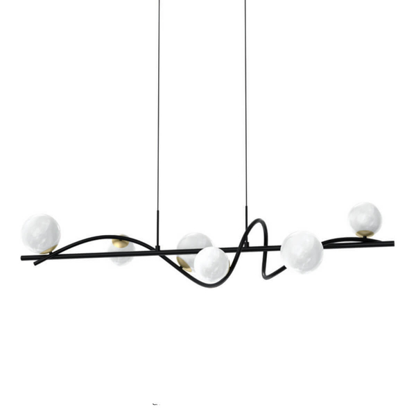 Kulista lampa wisząca Nisyro MD3145-6-EBGN Zumaline alabaster czarny złoty