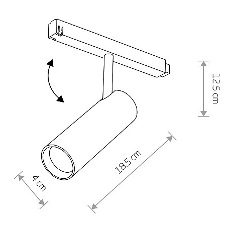 Spot do szynoprzewodu magnetycznego 1-fazowego 10656 Nowodvorski LED 9W 4000K tuba