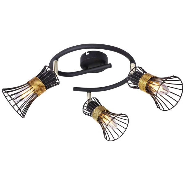 LAMPA sufitowa PURRA 54814-3 Globo metalowa OPRAWA plafon rustykalne klatki druciane czarne złote