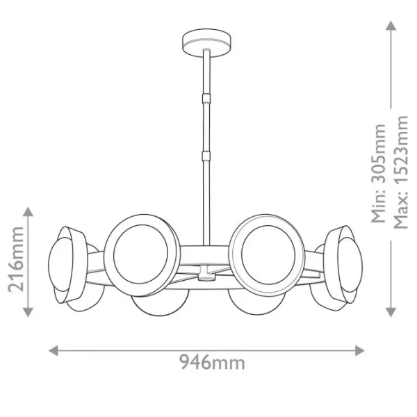Alabastrowa lampa wisząca Alonso QN-ALONSO8-VBS-AR LED 30W 3000K mosiądz