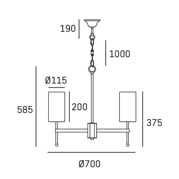 Modernistyczna lampa wisząca Denver P06994NI-WH Cosmolight na łańcuchu nikiel