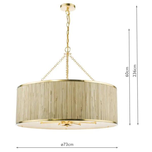 Wisząca lampa hampton Fernella FEN0835 do jadalni trawa morska złoty