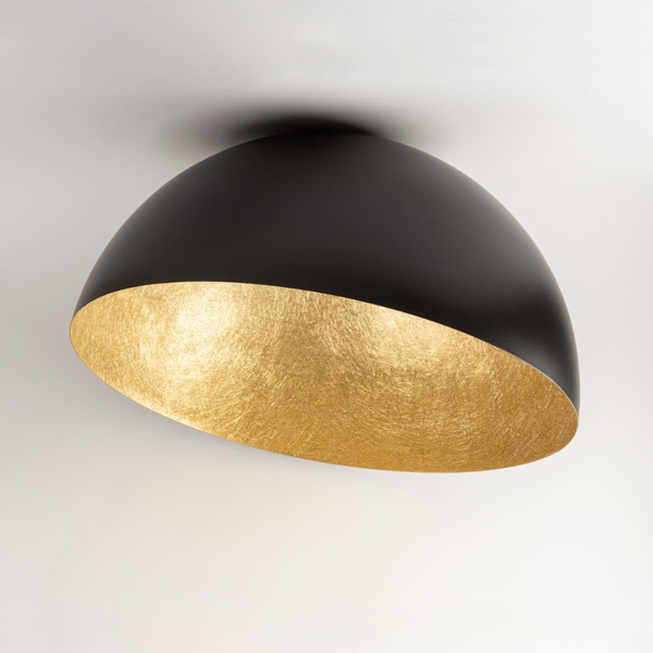 Nowoczesna lampa sufitowa Sfera kopuła do holu czarna złota