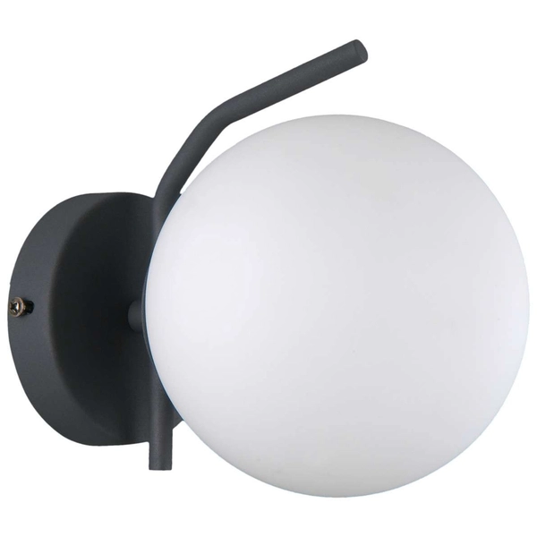 Kinkiet LAMPA ścienna CARIMI WL-3300-1-BK Italux metalowa OPRAWA loftowa kula szklana grafitowa biała