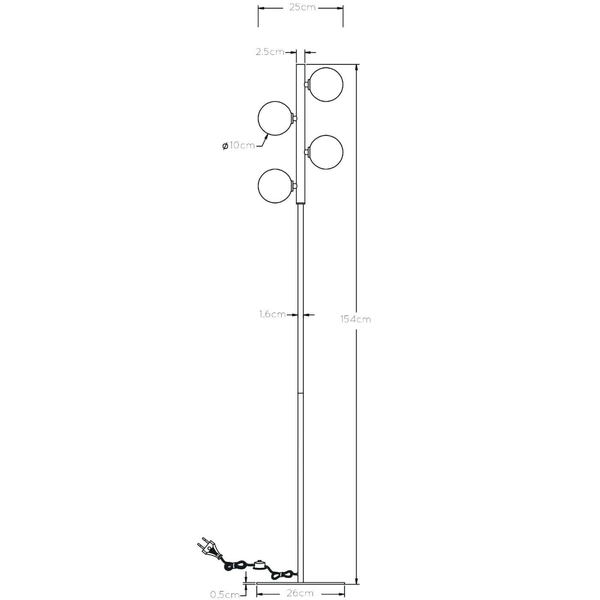 Loftowa LAMPA podłogowa TYCHO 45774/04/02 Lucide stojąca OPRAWA szklane kule przydymione mosiądz