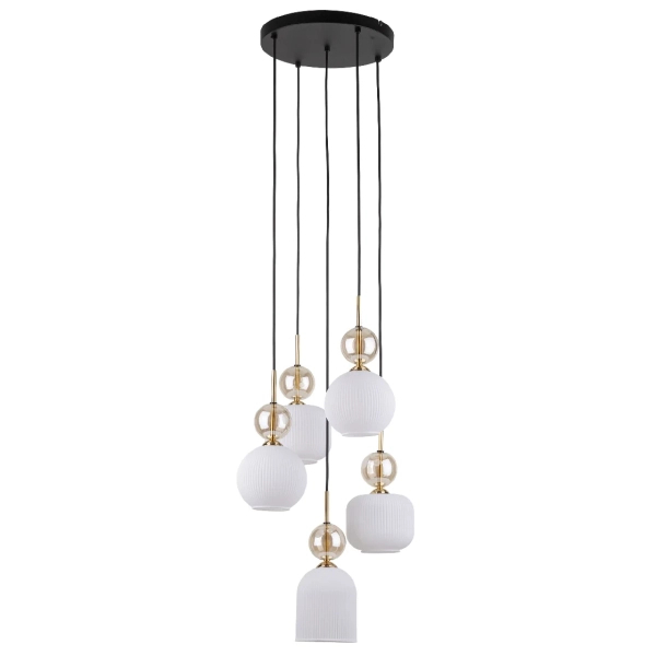 Wisząca lampa do przedpokoju Sophia Cognac 11593 szklana czarny biały