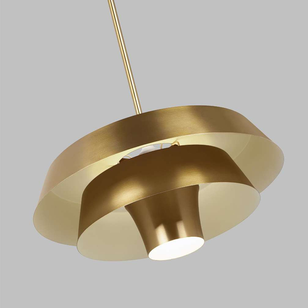Modernistyczna LAMPA wisząca Brisbin FE-BRISBIN-BB Elstead FEISS metalowa OPRAWA designerski ZWIS okrągły mosiądz