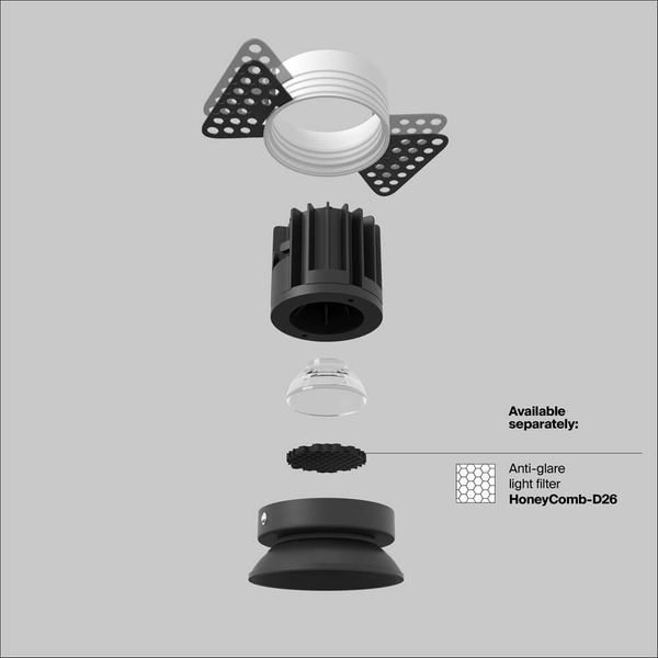 Okrągła lampa wpuszczana Round DL058-7W3K-TRS-B LED 7W 3000K oczko czarna