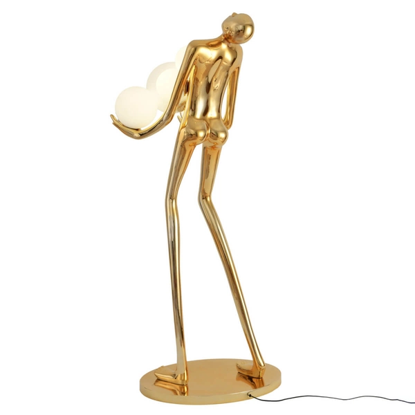 Dekoracyjna lampa podłogowa WOMAN F9312 gold designerska kula złoty biały