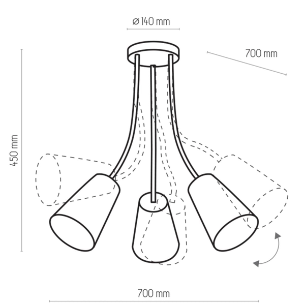 Lampa sufitowa dziecięca Wire 1711 TK Lighting na peszlu klosze wielokolorowa