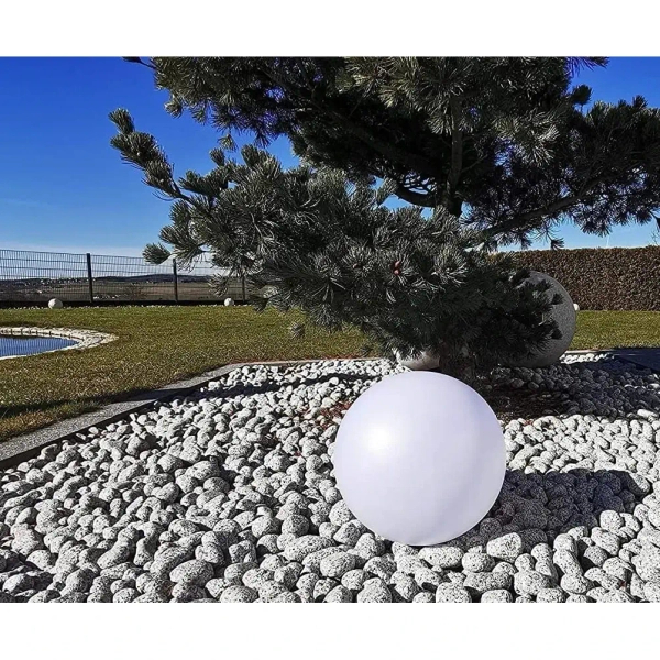 Ogrodowa lampa kulista Balli biała SLP8304 1xE27 IP44 wtykana