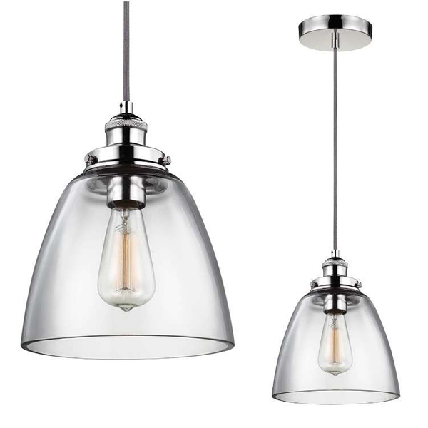 Wisząca LAMPA loftowa FE-BASKIN-P-B-PN Elstead FEISS szklana OPRAWA skandynawska ZWIS hygge polerowany nikiel przezroczysty