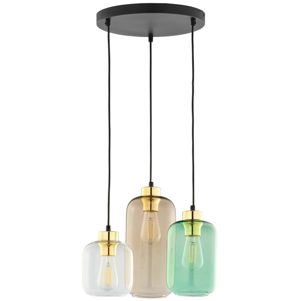 Potrójna wisząca lampa Marco 3325 TK Lighting owalna szklana wielokolorowa