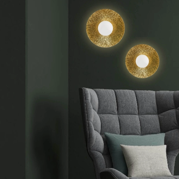 Jadalniana lampa ścienna SUN ST-FB230946-D20 okrągła metalowa złota biała