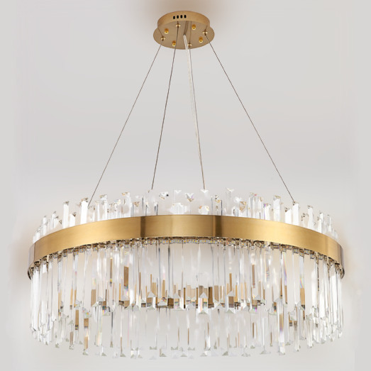 Pałacowa LAMPA wisząca CGCHANDELIERLUX LED 50W COPEL szklana OPRAWA okrągły ZWIS glamour kryształki crystals przezroczyste mosiądz