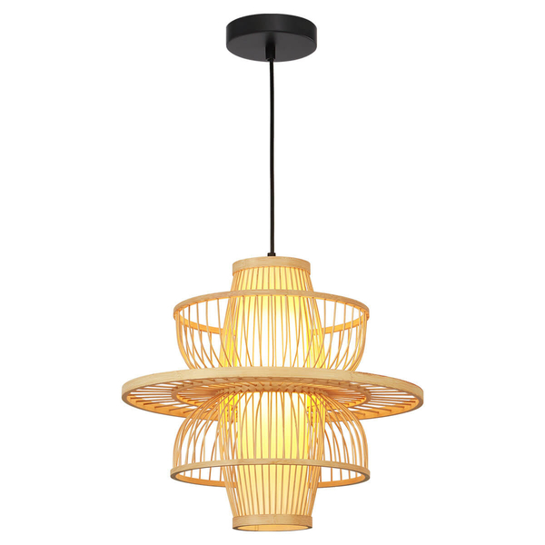 Wisząca lampa skandynawska Astra LP-3110/1P NT boho drewniana beżowa