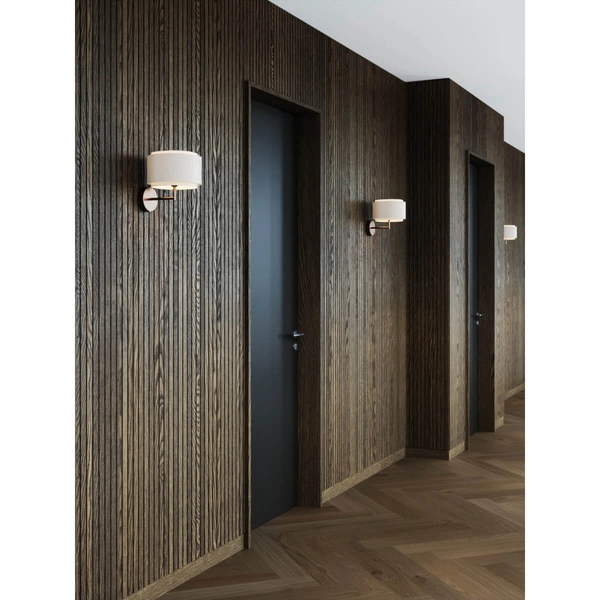 Ścienna lampa tkaninowa TAKAI 2320421018 do sypialni mosiądz beżowa