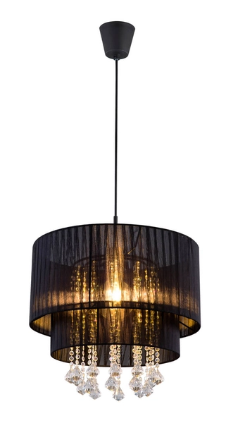 Wisząca lampa glamour Pyra 15099N z kryształkami czarna