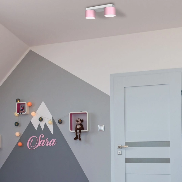 Sufitowa lampa sypialniana Dixie dziecięca biała różowa