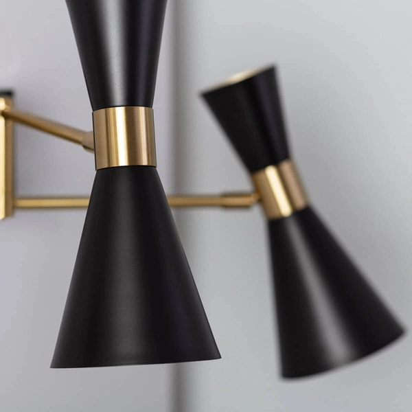 Podwójna lampa ścienna Salvatore ABR-2KSZ Abruzzo regulowana czarny złoty