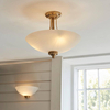 Lampa ścienna półokrągła Welles 112439 szklana biała mosiądz
