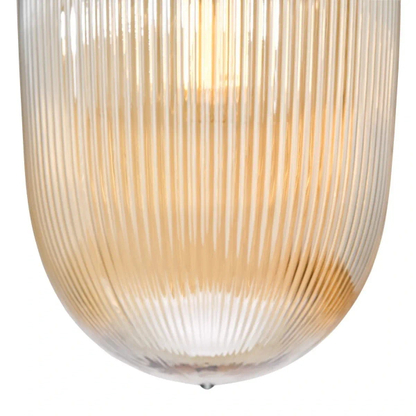 Szklana wisząca lampa Abrielle ABR0106 nad stół żebrowana bursztynowa