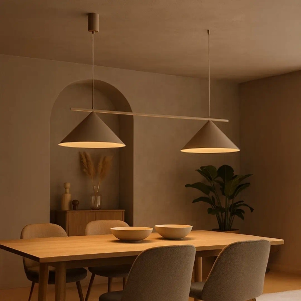 Podwójna wisząca lampa Capital MLP2472 stożek regulowana beżowy