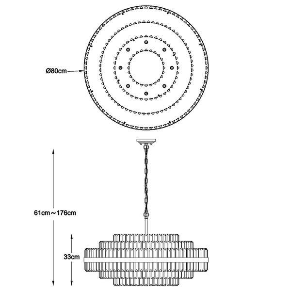 Lampa wisząca Constantinople P0567-16A-2GAC kryształy szczotkowany mosiądz