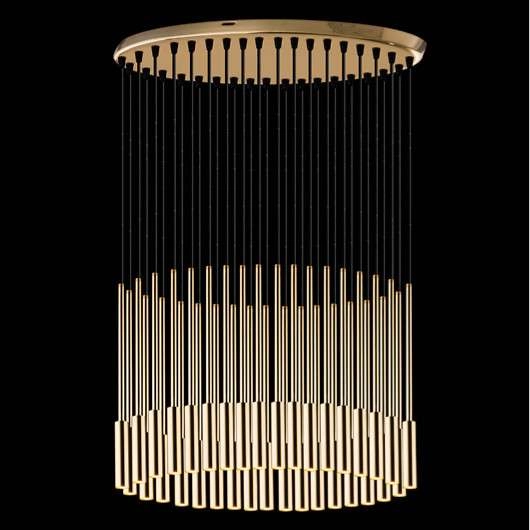 Wisząca lampa LARA 0662 metalowa okrągła kaskada zwis tuby sople złote