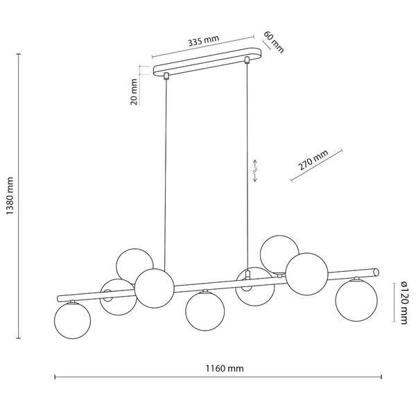 Lampa wisząca do kuchni Estera 4340 bombki kule bursztynowa brązowa