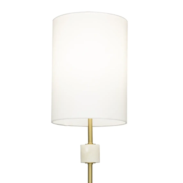 Stołowa lampka Bari T01040BR-WH tuba abażur do gabinetu mosiądz biała