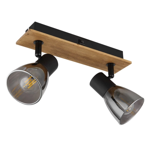 Lampa sufitowa Claude 54307-2W z regulacją drewno przydymiona