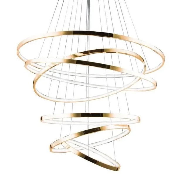 Glamour lampa wisząca Wheel rings LED 140W 3000K nad stół złota